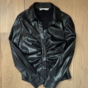 Zara Black Faux Leather Jacket